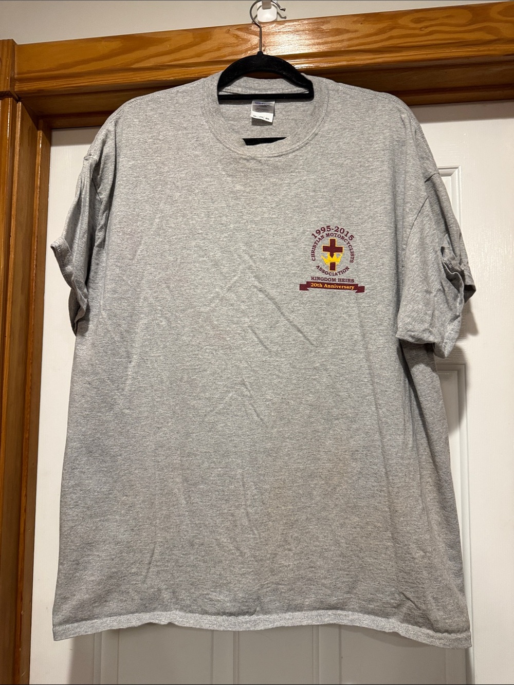 Gildan Light Gray Short-Sleeve Tee with Maroon & Gold Chest Emblem